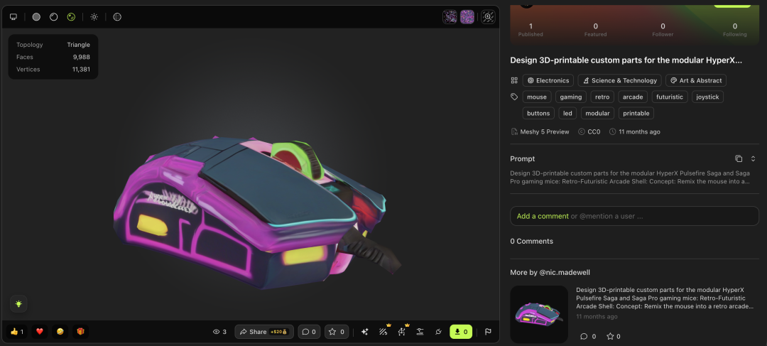 A mouse generated by Meshy
